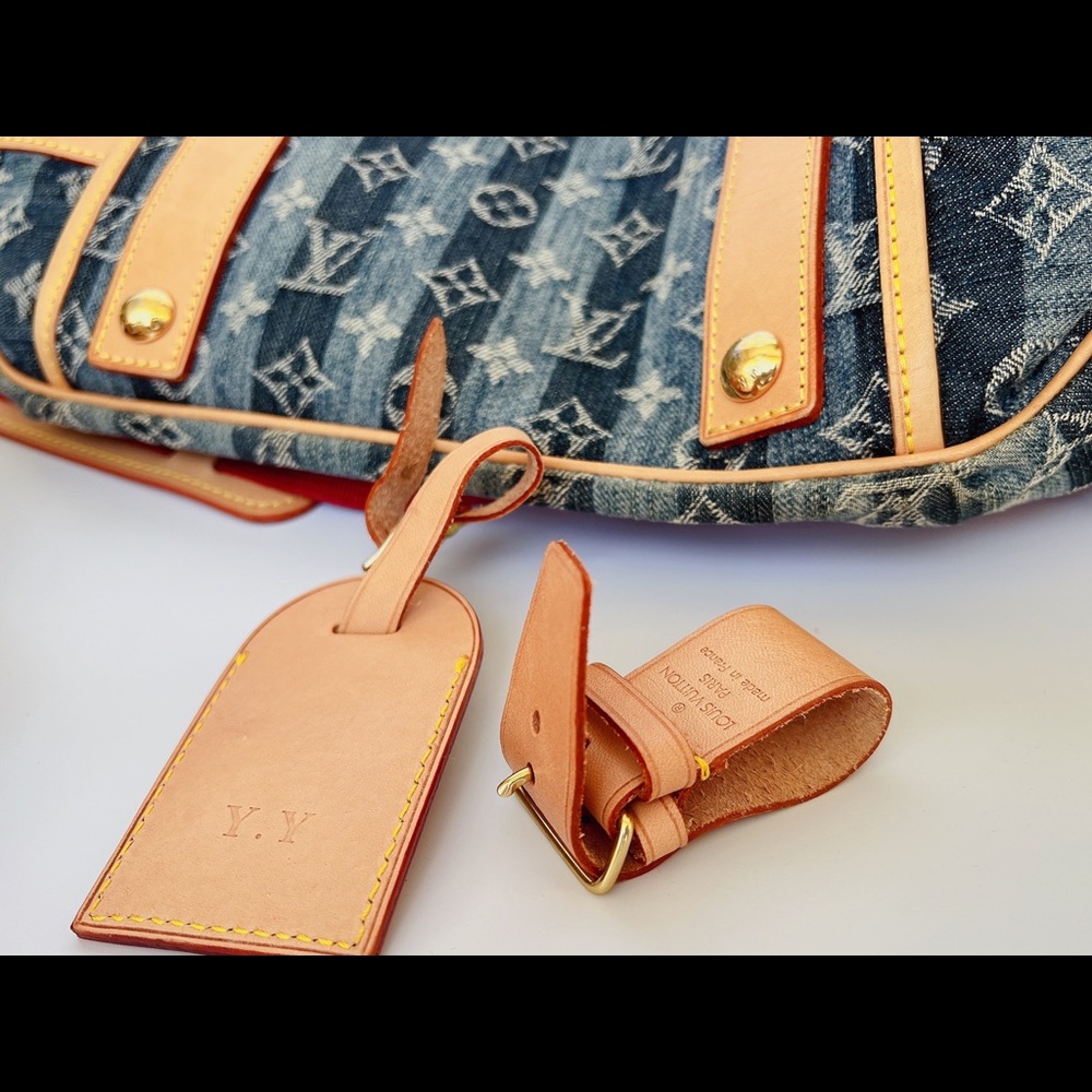 Authentic✅ Louis Vuitton Monogram Denim Cabas Raye GM Travel Bag 2 Way M95336 - Picture 10 of 12